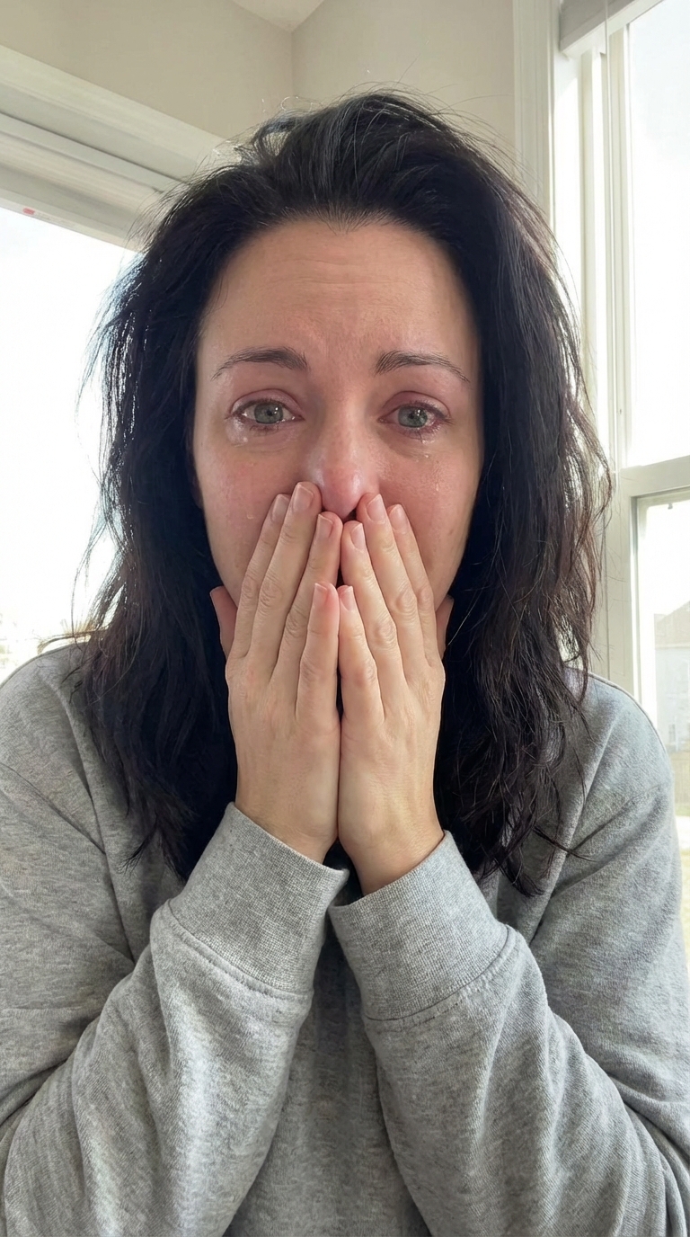 A person having a moment of emotional realisation